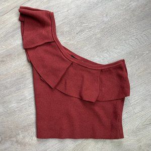 EXPRESS One-Shoulder Ribbed Tank Top S